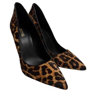 MICHAEL KORS SIZE 7 1/2 BROWN/BLACK PUMP PONY HAIR SHOE $128